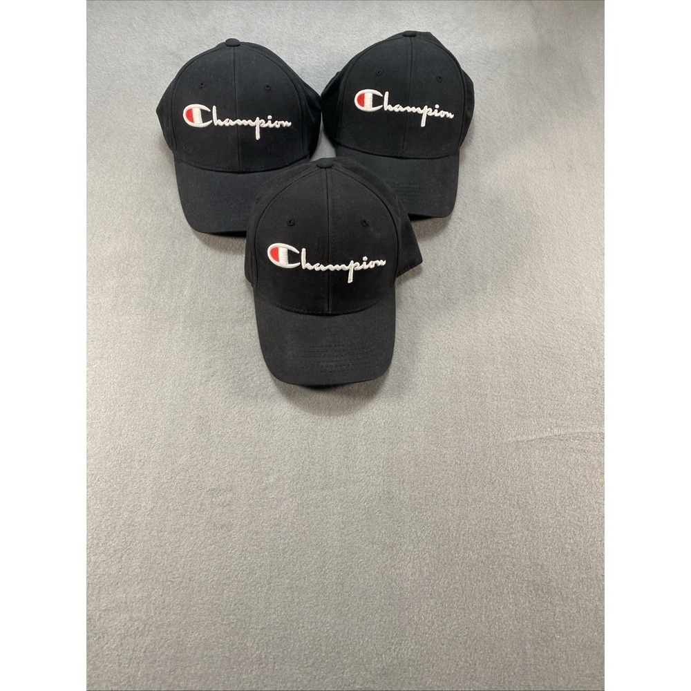 Champion Hat Cap Strap Back One Size Embroidered Athleticwear Mens Lot of 3